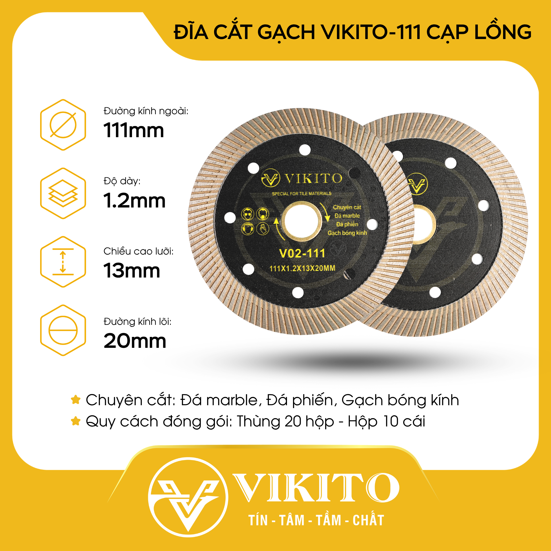 Đĩa cắt gạch VIKITO-111 cạp lồng